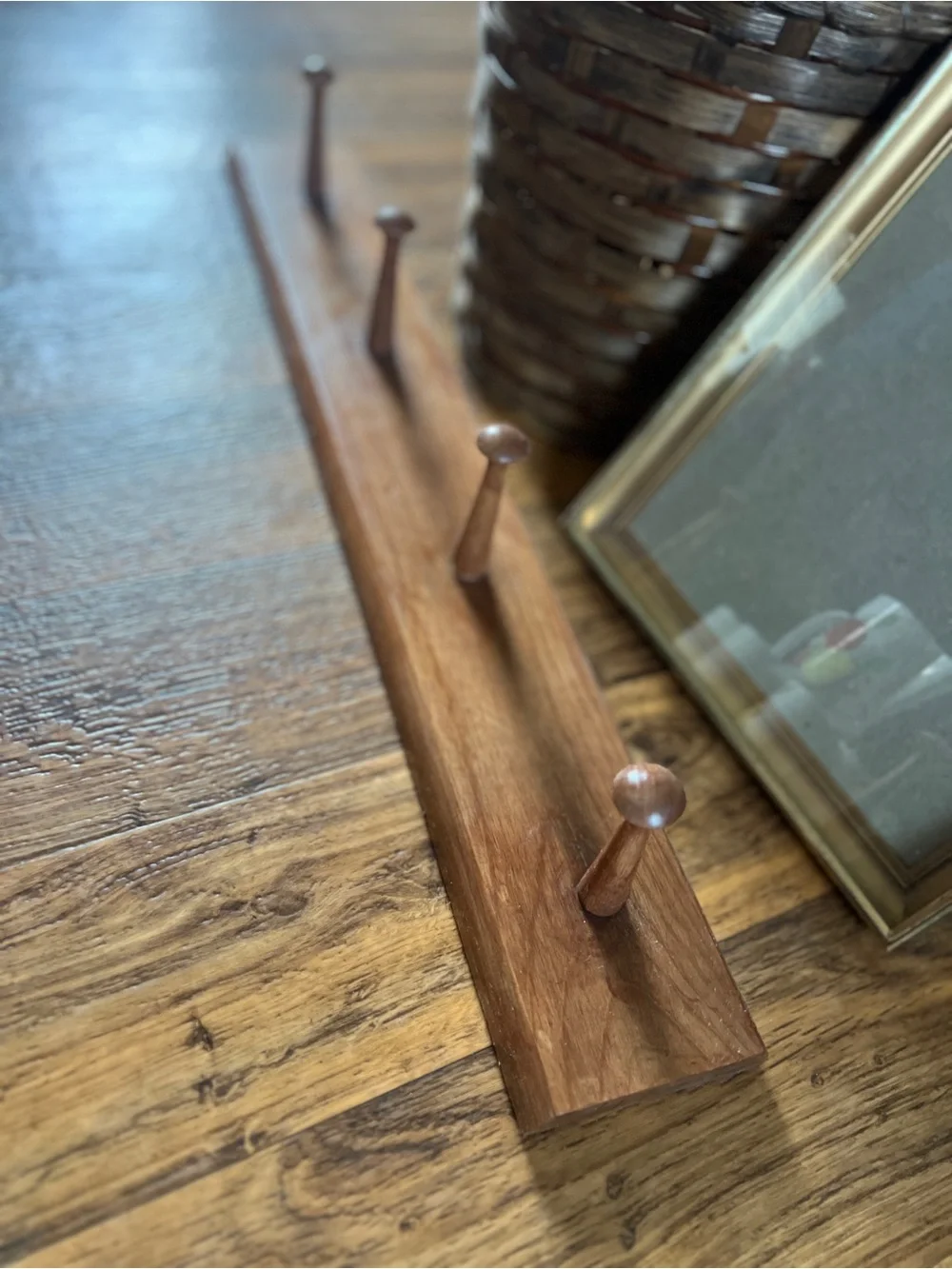 Wooden Wall Hook Rack in Brown - Home Bath